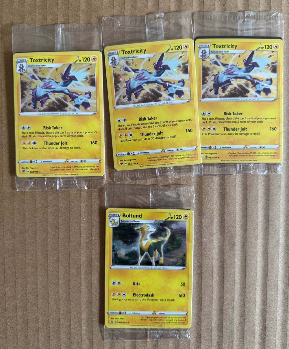 Lot of 4 Sealed Pokémon TCG Promo Packs (Toxtricity & Boltund)